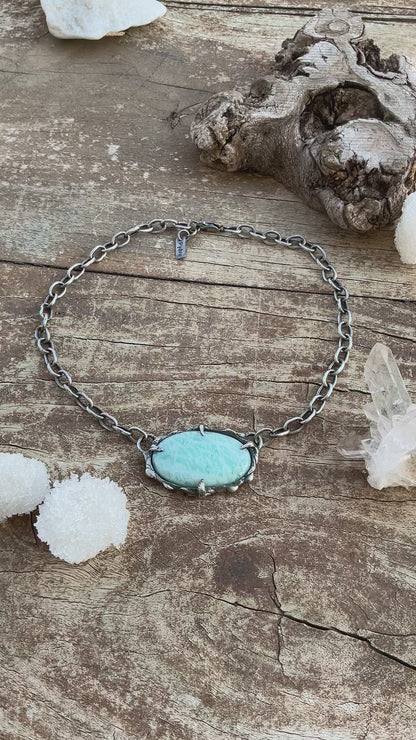 N.18 Ocean Amazonite Massive Sterling Silver Chain