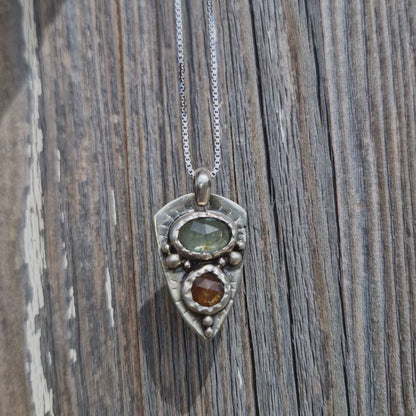 Green & Orange kaynite Gemstones Necklace
