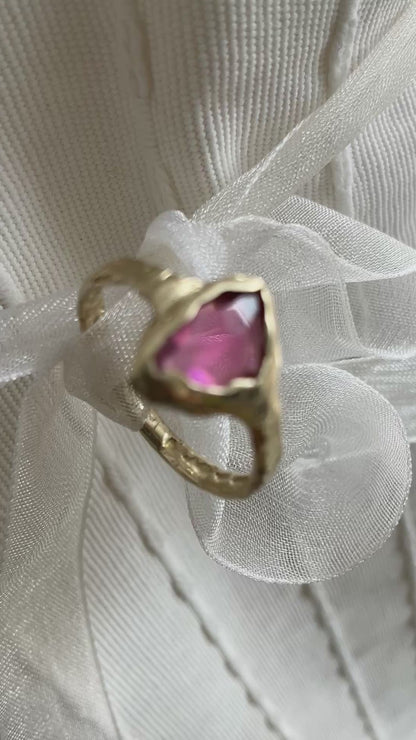 14 karat Solid Gold Pink Tourmaline Unique Classy Ring