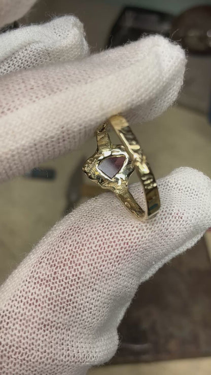 14 karat Solid Gold Pink Tourmaline Unique Classy Ring