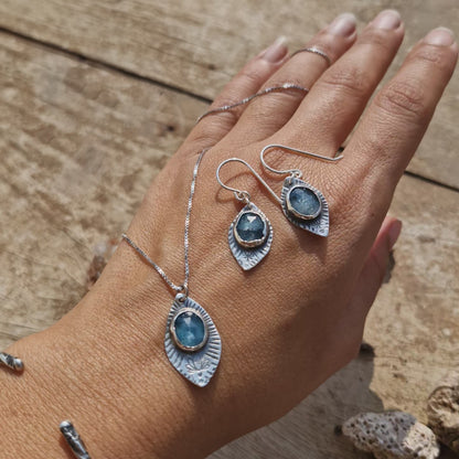 Blue Kyanite Lotus Earrings