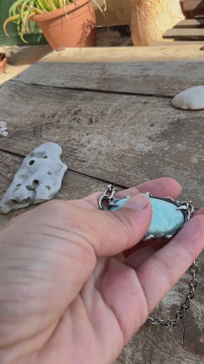 N.18 Ocean Amazonite Massive Sterling Silver Chain