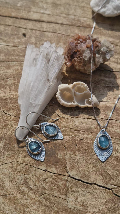 Blue Kyanite Lotus Earrings