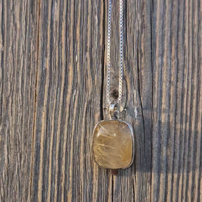 Golden Rutilated Quartz Unisex Long Necklace