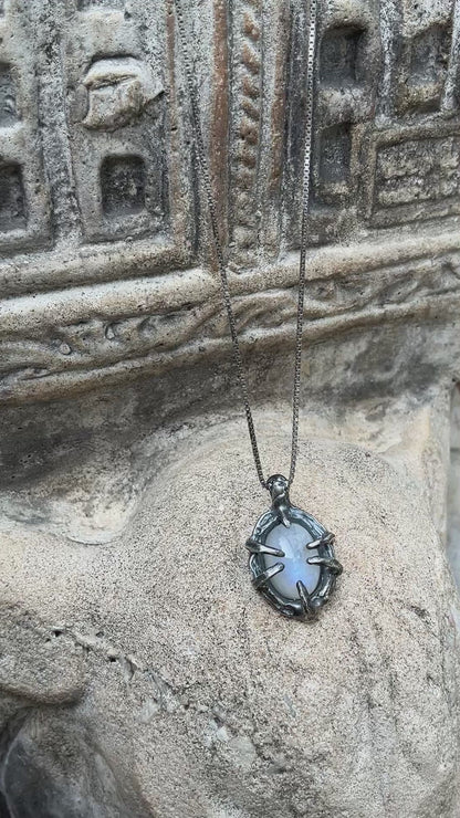 N.1 Moonstone in Dirty Spider Sterling necklace