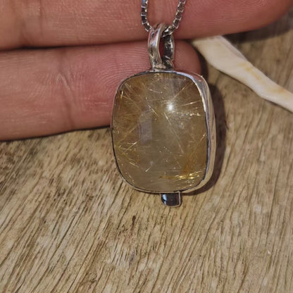 Golden Rutilated Quartz Unisex Long Necklace