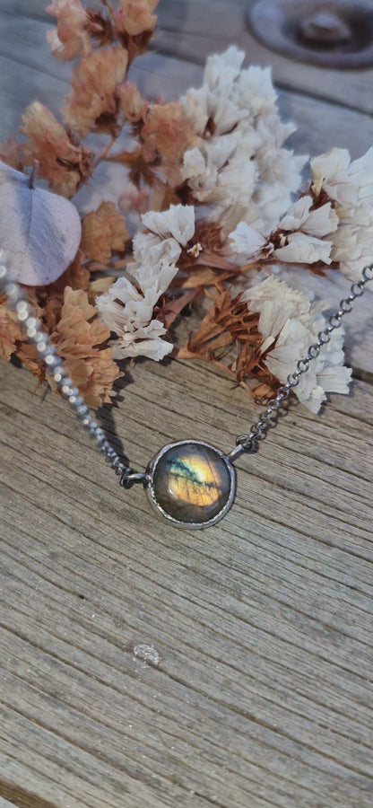 Multicolored Eye Labradorite Silver Classy Choker