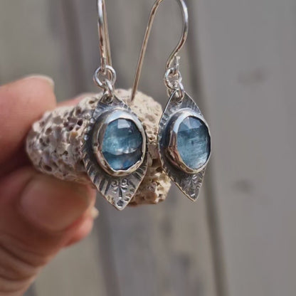 Blue Kyanite Lotus Earrings