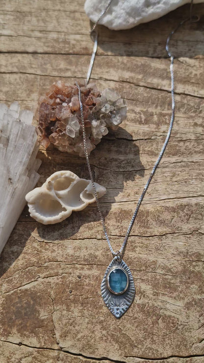 Blue Kyanite Lotus Necklace