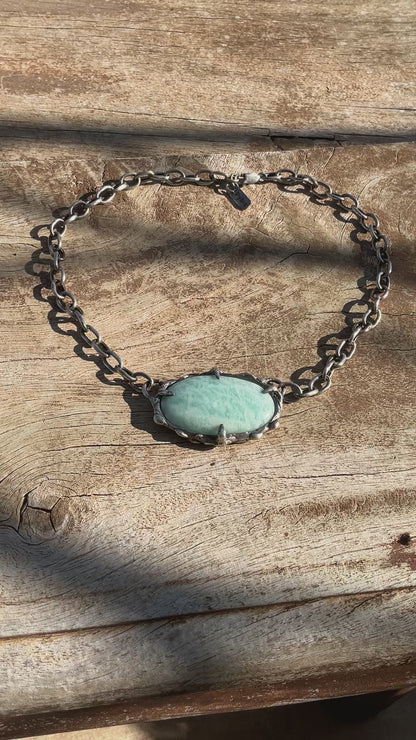 N.18 Ocean Amazonite Massive Sterling Silver Chain