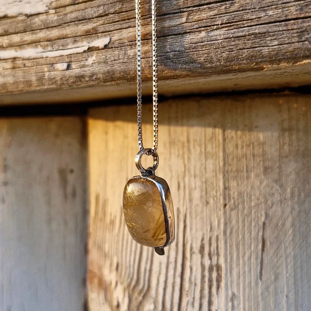 Golden Rutilated Quartz Unisex Long Necklace - Pyāra Designs