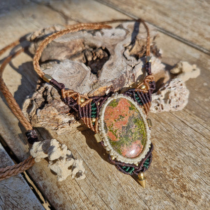 Kaynite Gemstone Unique Macrame Necklace - Pyāra Designs