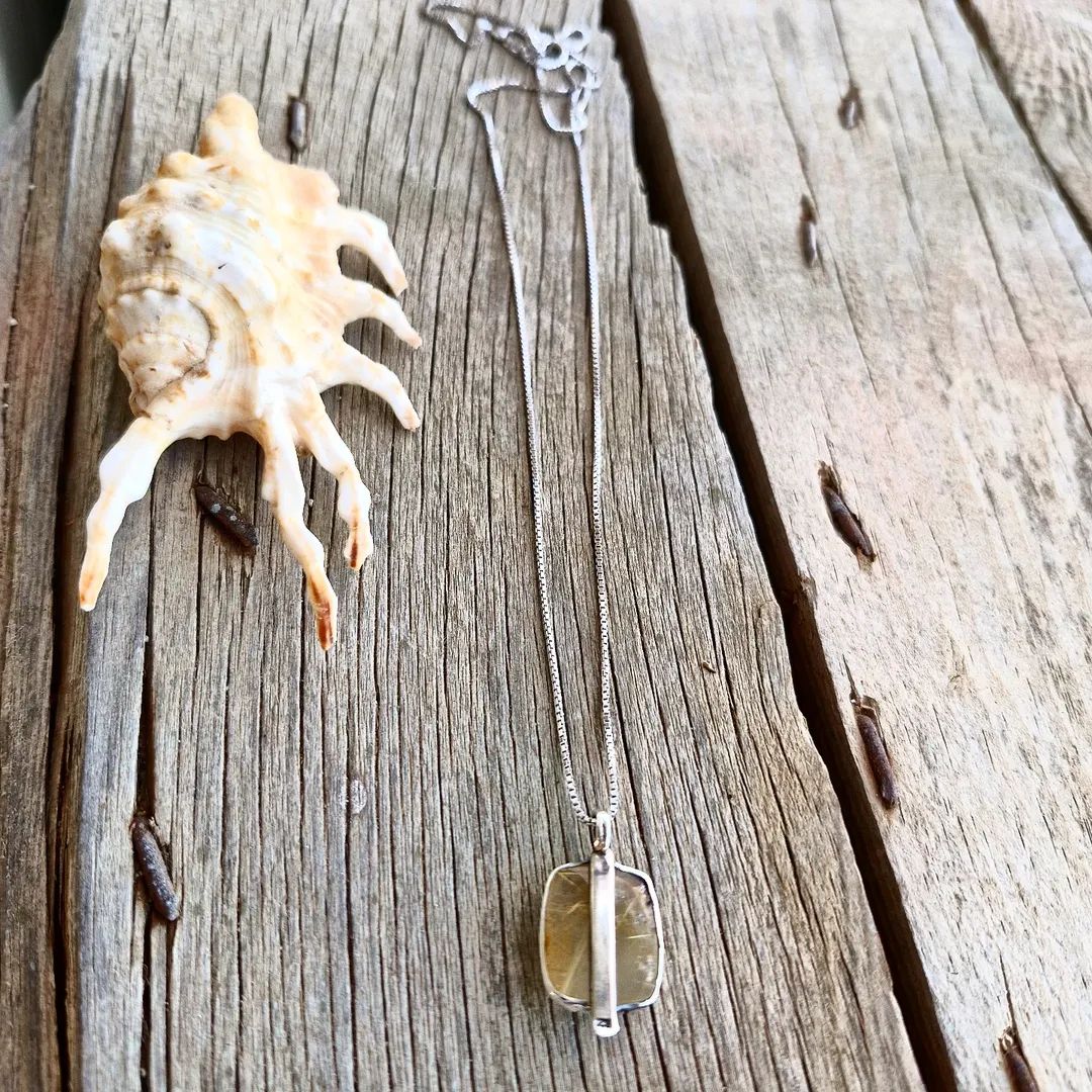 Golden Rutilated Quartz Unisex Long Necklace - Pyāra Designs