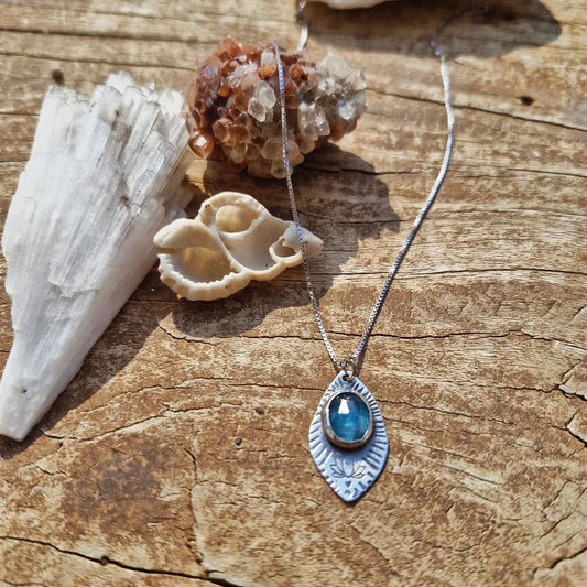 Blue Kyanite Lotus Necklace