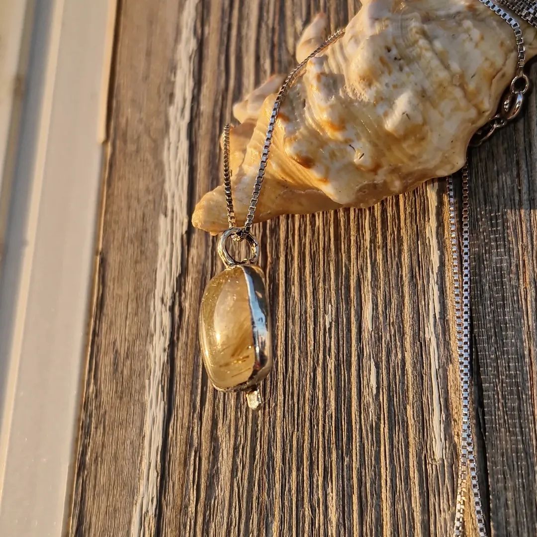 Golden Rutilated Quartz Unisex Long Necklace - Pyāra Designs