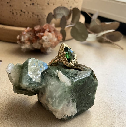 14 karat Solid Gold Green Tourmaline Unique Royal Classy Ring - Pyāra Designs