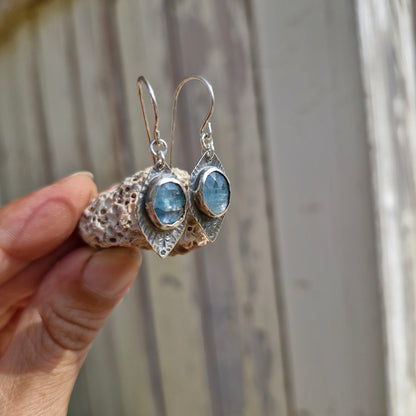 Blue Kyanite Lotus Earrings