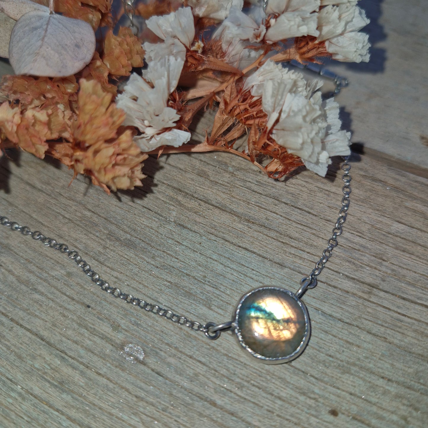 Multicolored Eye Labradorite Silver Classy Choker - Pyāra Designs