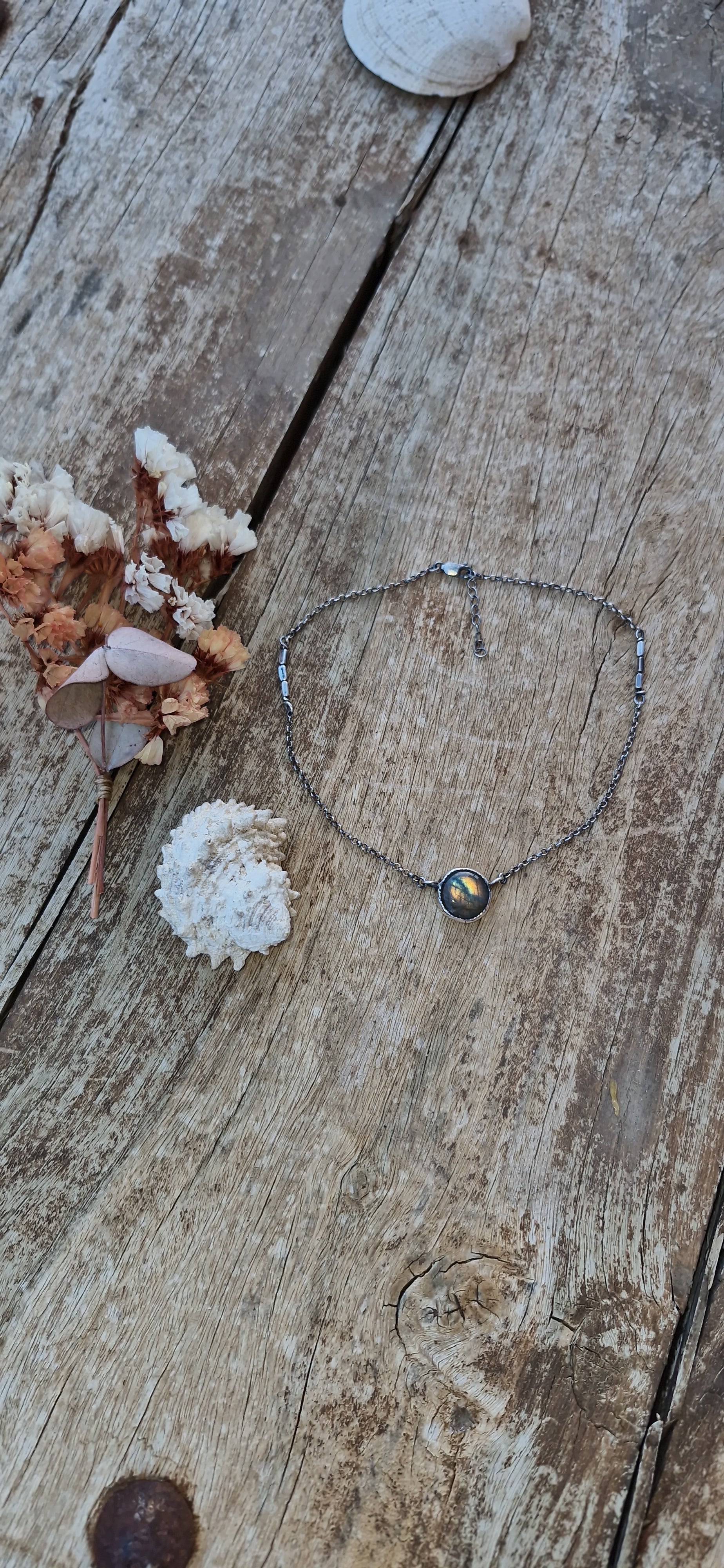 Multicolored Eye Labradorite Silver Classy Choker - Pyāra Designs