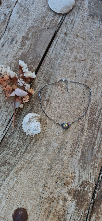 Multicolored Eye Labradorite Silver Classy Choker - Pyāra Designs
