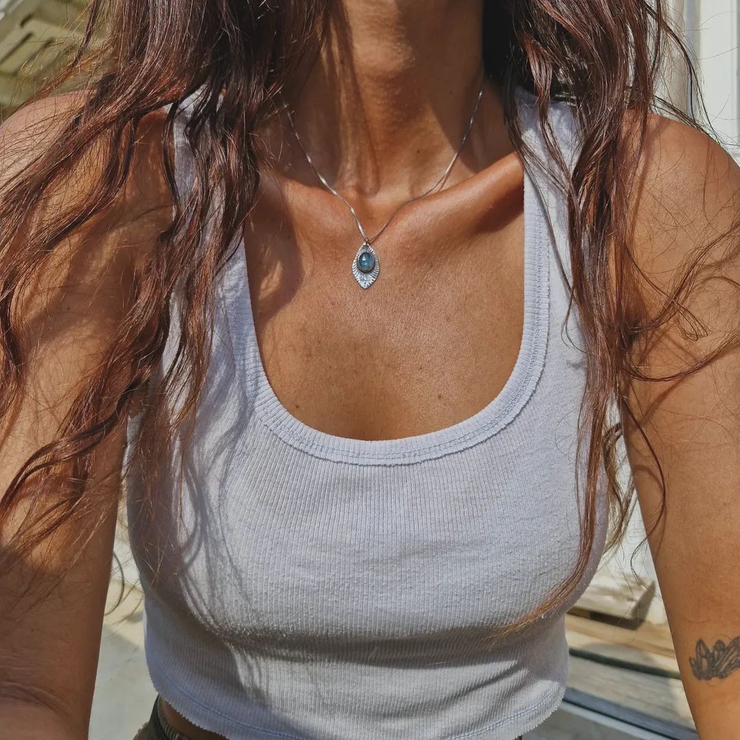 Blue Kyanite Lotus Necklace