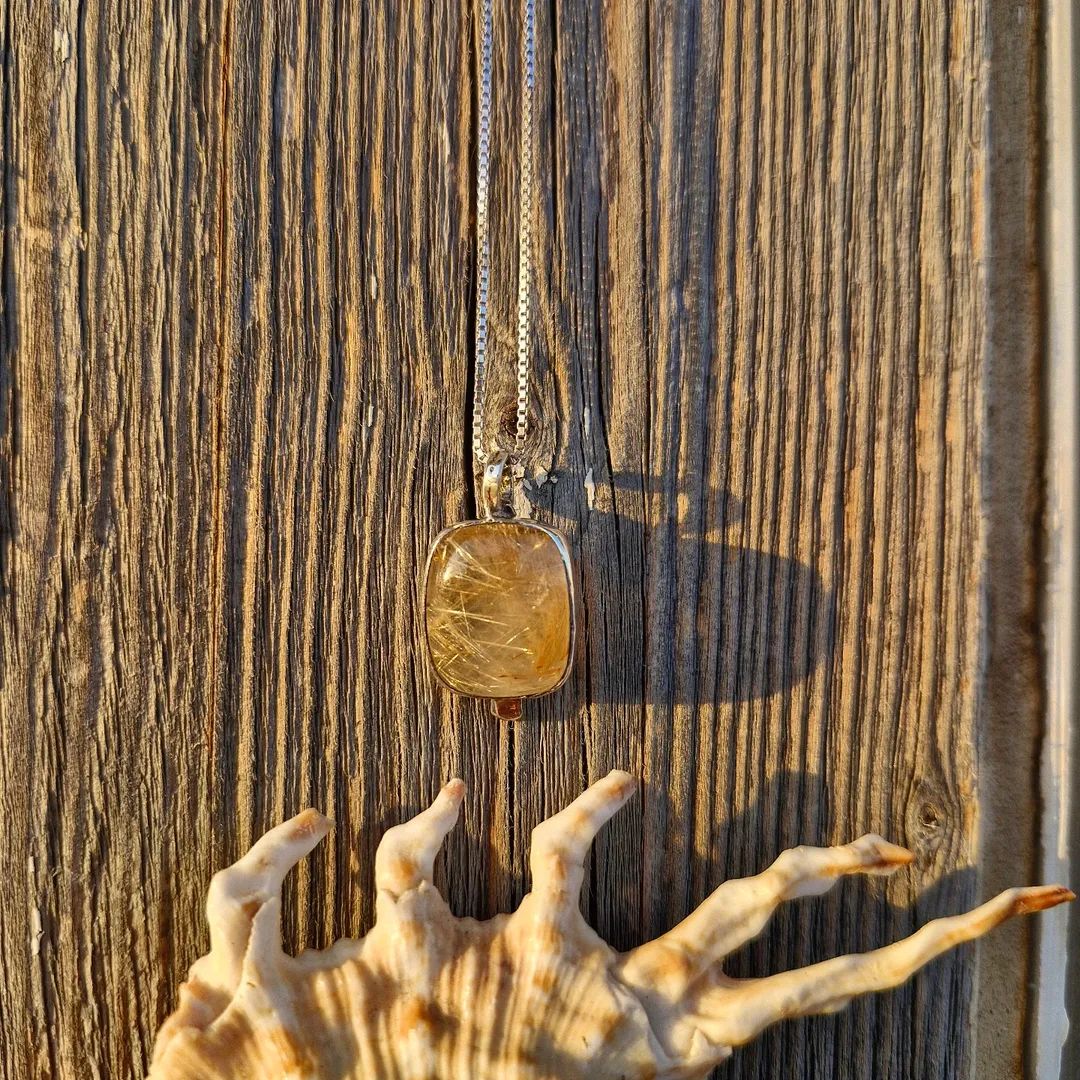 Golden Rutilated Quartz Unisex Long Necklace - Pyāra Designs