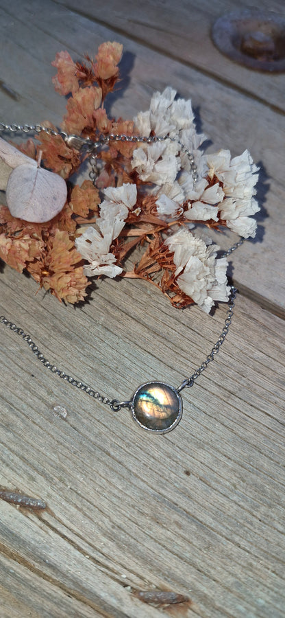 Multicolored Eye Labradorite Silver Classy Choker - Pyāra Designs