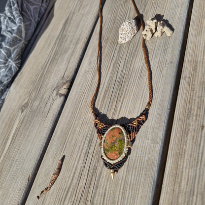 Kaynite Gemstone Unique Macrame Necklace - Pyāra Designs