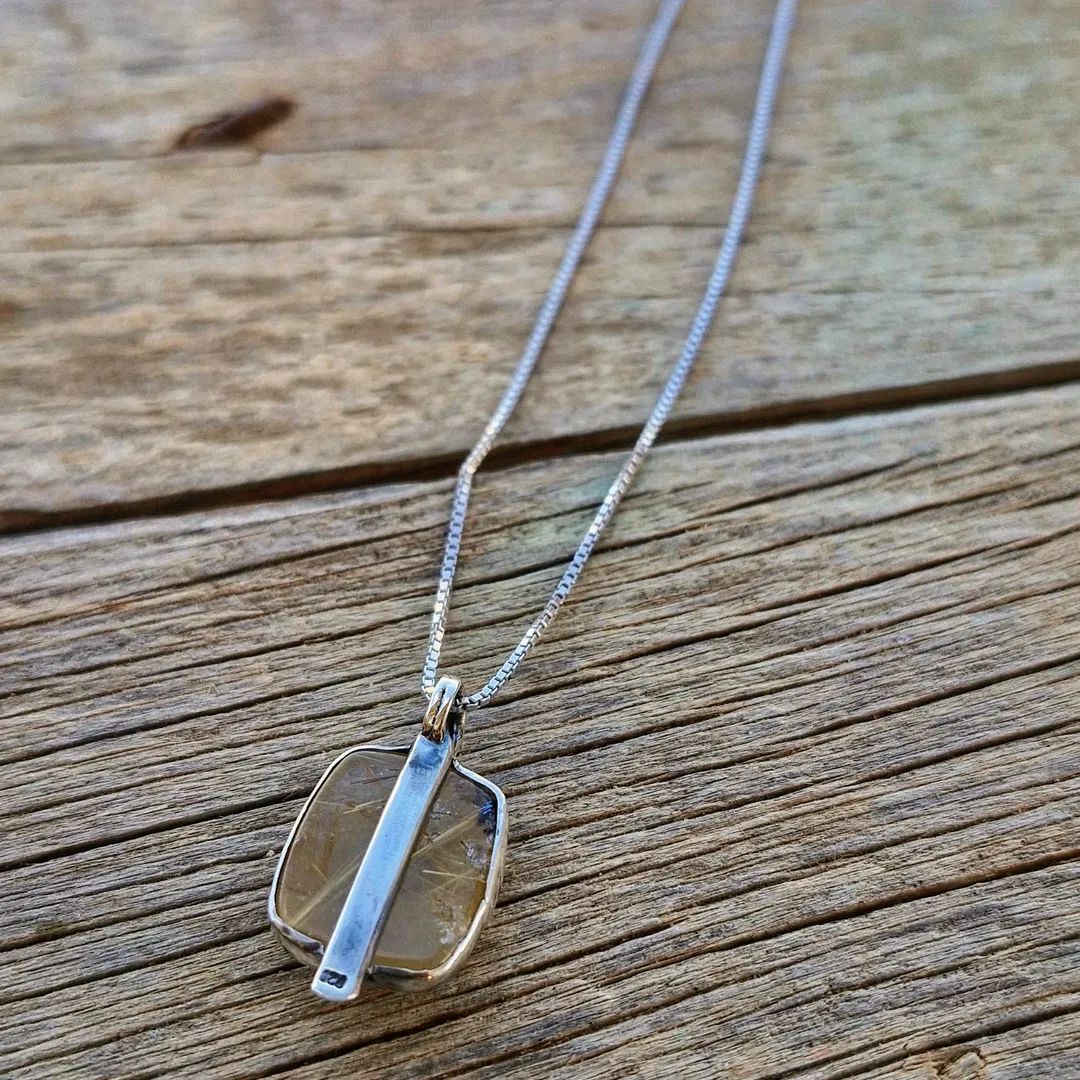 Golden Rutilated Quartz Unisex Long Necklace - Pyāra Designs