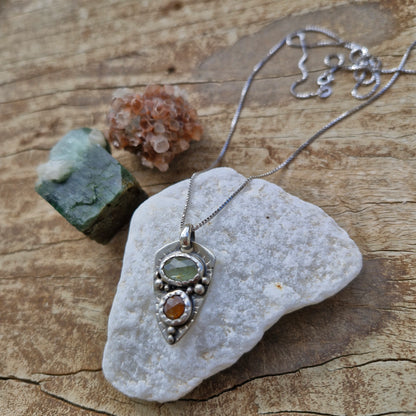 Green & Orange kaynite Gemstones Necklace - Pyāra Designs