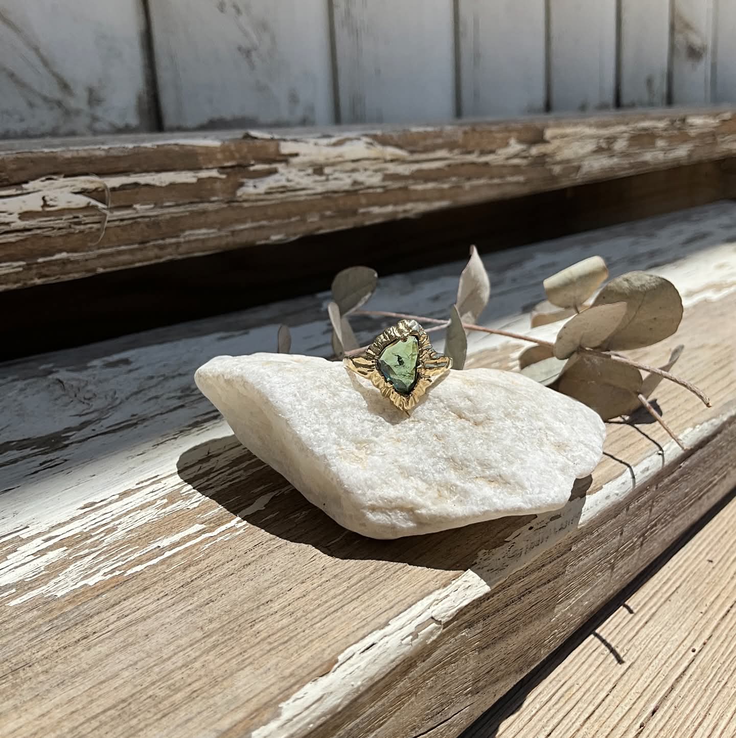 14 karat Solid Gold Green Tourmaline Unique Royal Classy Ring - Pyāra Designs