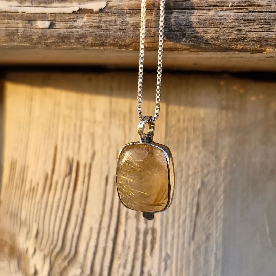 Golden Rutilated Quartz Unisex Long Necklace - Pyāra Designs