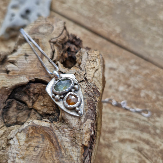 Green & Orange kaynite Gemstones Necklace - Pyāra Designs