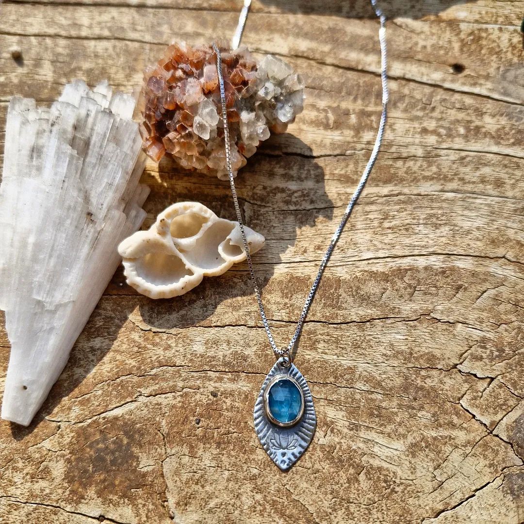 Blue Kyanite Lotus Necklace