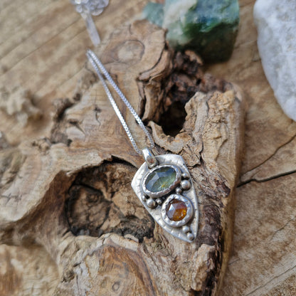 Green & Orange kaynite Gemstones Necklace - Pyāra Designs