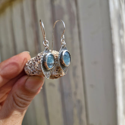 Blue Kyanite Lotus Earrings