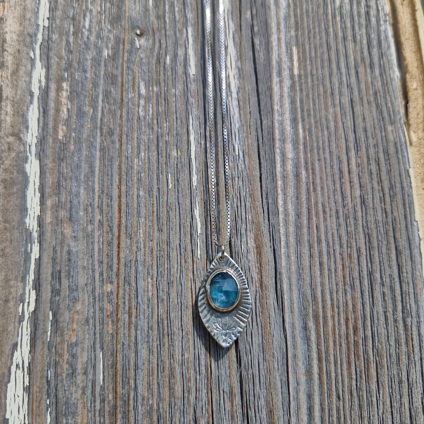 Blue Kyanite Lotus Necklace